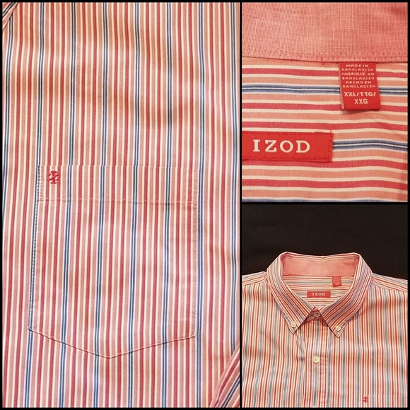 Izod Pink/Blue/White XXL Oxford Shirt in EUC - Picture 5 of 6